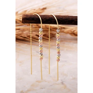 Sümer Telkari Dorissa Altın Yaldızlı Gümüş Zincir Küpe 5760