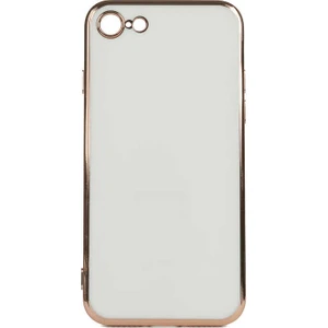 Case 4U Apple iPhone SE 2022 / SE 2020 / Apple iPhone 8 / Apple iPhone 7 Kılıf Yumuşak Pastel Altın Kenar Bark Kapak Beyaz
