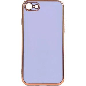 Case 4U Apple iPhone SE 2022 / SE 2020 / Apple iPhone 8 / Apple iPhone 7 Kılıf Yumuşak Pastel Altın Kenar Bark Kapak Mor