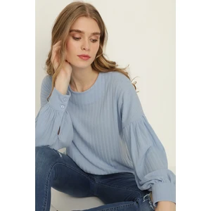 Select Moda Kadın Sarı Bisiklet Yaka Balon Kol Bluz