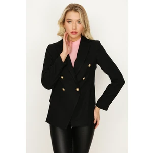 Select Moda Kadın Siyah Tek Düğme Kapamalı Kaşe Blazer Ceket