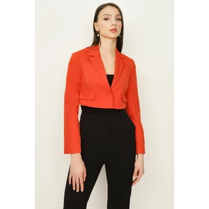 Select Moda Kadın Orange Tek Düğmeli Crop Blazer Ceket