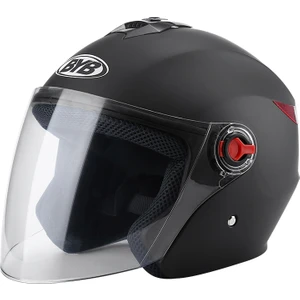 PLZ Shop Elektrikli Motosiklet Yarım Kask Mat Siyah (Şeffaf Buğu Önleyici Lens) 56 - 62 cm. (Yurt Dışından)