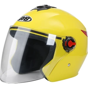 PLZ Shop Elektrikli Motosiklet Yarım Kask Sarı (Şeffaf Buğu Önleyici Lens) 56 - 62 cm. (Yurt Dışından)