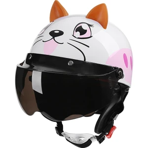 PLZ Shop Çocuk Kaskı Kısa Lens Dört Mevsim Beyaz Kedi 46 - 52 cm. (Yurt Dışından)