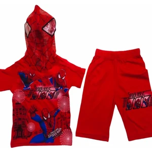 Örümcek Adam Erkek Çocuk Şort Tshirt Takım Spiderman Kostümü Maskeli (Verse)