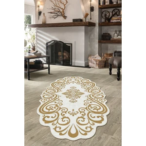 Woolly Halı Woolly Göbek Motifli Gold Lazer Kesim Halı (Makinada Yıkanabilir Kaymaz Dot Taban) - ES1155