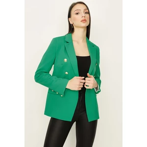 Select Moda Kadın Yeşil Gold Düğmeli Blazer Ceket