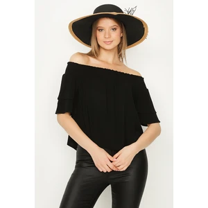 Select Moda Kadın Krem Carmen Yaka Bluz