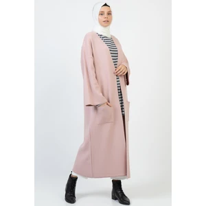 Kadın Kahve Kimono Kol Cepli V Yaka Hırka 4100