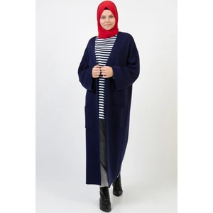 Kadın Kahve Kimono Kol Cepli V Yaka Hırka 4100
