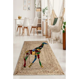 Esta Halı Esta Renkli Zürafa Desenli Jüt Halı (Makinada Yıkanabilir Kaymaz Dot Taban) - ES1228