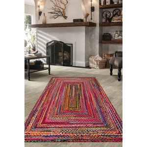 Woolly Halı Woolly Örgü Desenli Renkli Halı (Makinada Yıkanabilir Kaymaz Dot Taban) - Es1151