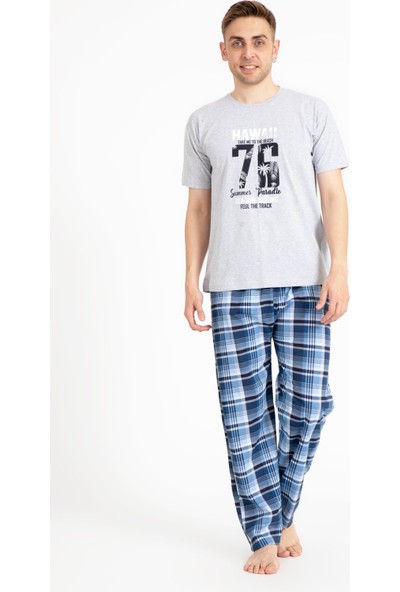 Tampap Erkek Baskılı Pijama Takımı Kısa Kollu Tampap 2170-K