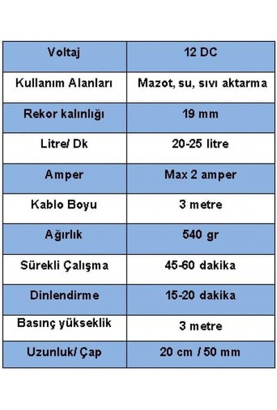 Düzey 12 V Büyük Alüminyum Gövde Dalgıç Mazot-Su-Yağ-Süt Aktarma Pompası