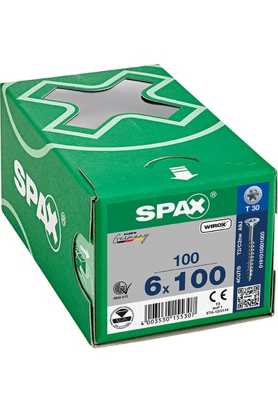 Spax Sunta Vidası 6 x 100 Mm 100 Adet Yarım Dişli Havşa Başlı Wırox Kaplama