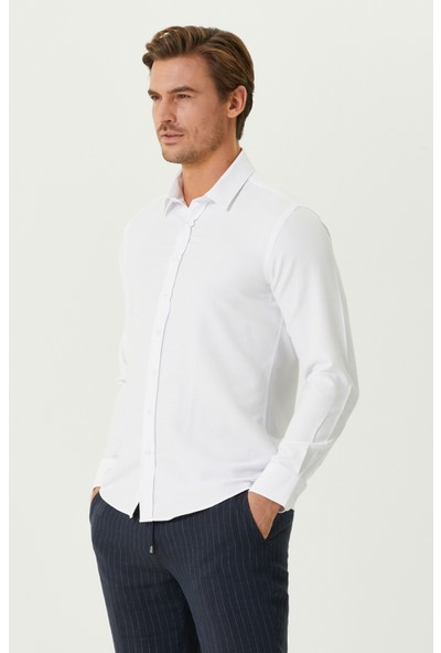 Network Slim Fit Beyaz Gömlek