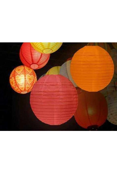 Dekoratif Çin Feneri - Kağıt Lamba - Beyaz
