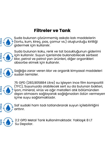 5 Aşamalı Rainbox Su Arıtma Cihazı (Mavi) + Tds Hediyeli