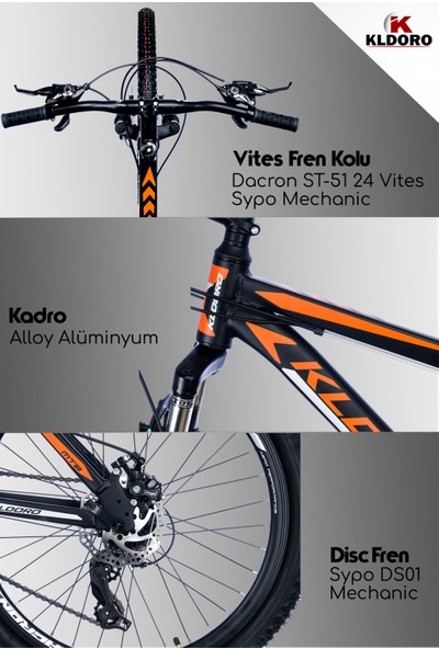Kldoro Xk500 4.2 Alüminyum 24 Jant Bisiklet 24 Vites Mekanik Disk Fren Dağ Bisikleti