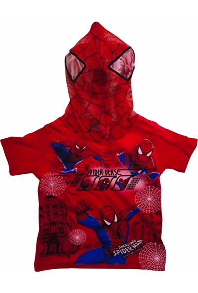 Gaga Örümcek Adam Erkek Çocuk Şort Tshirt Takım Spiderman Kostümü Maskeli (Verse)