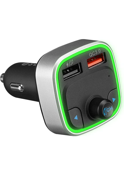 SL-BT401 Rgb Bluetooth V5.0 LED Ekran Tf Kart 64G(MAX) Çift USB QC3.0+5V/2.4A Hızlı Şarjlı Fm Transmitter