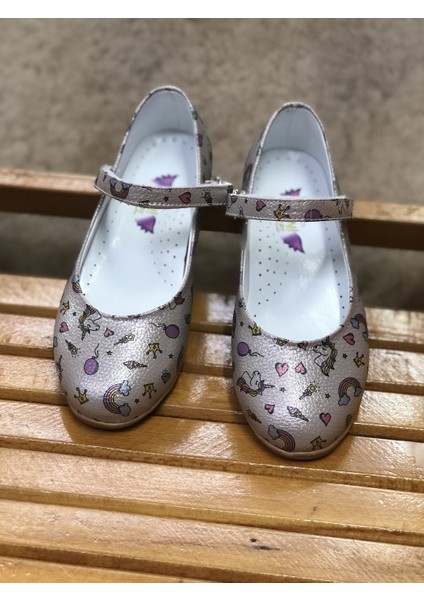 Kız Çocuk Kaymaz Taban Ortopedik Unicorn Desenli Babet Ayakkabı