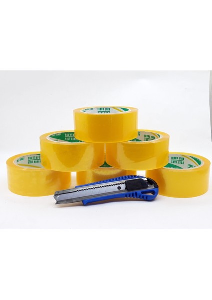 Polyester Koli Bandı 100 m 45 mm 12'li + Maket Bıçağı