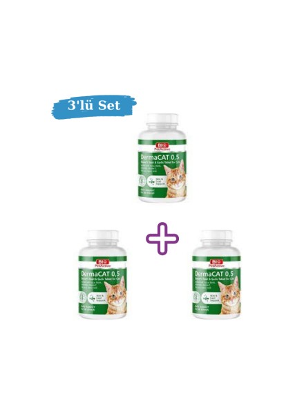 Bio Pet Active Dermacat Kediler Için Sarımsaklı Maya Tableti 150 Adet 75 gr 3'lü Set