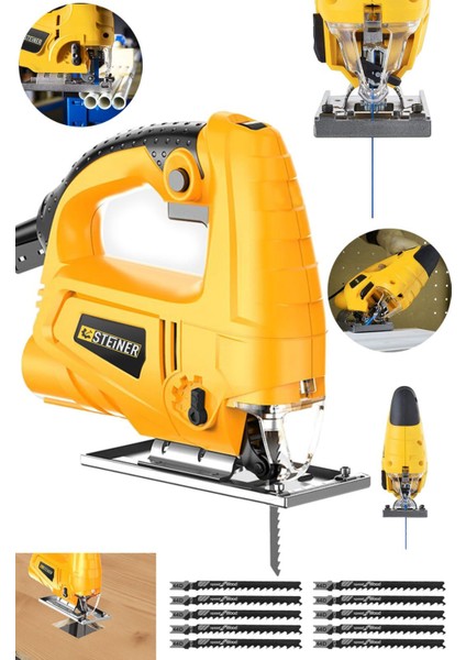 Alman 4000 W Sjs Metal Şanzıman 6 Kademe Devirli Bakır Sargılı Dekupaj Testere Makinesi + 10 Uç