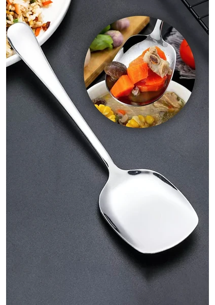 Anadolu Saray Pratik 21 cm Paslanmaz Çelik Lüx Servis Salata Kaşığı Spatula | Çelik Yemek Servis Kaşığı - 1 Adet