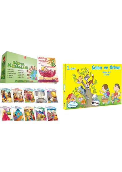 1. Sınıf Dünya Masalları 2 Serisi + Çoklu Zeka Yayınları Selen ve Orhun 12 Kitap