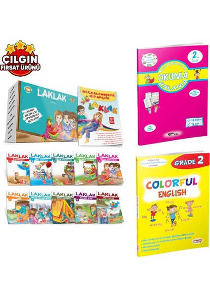 2. Sınıf Laklak + Çoklu Zeka Yayınları Okuma Anlama + Colorful English