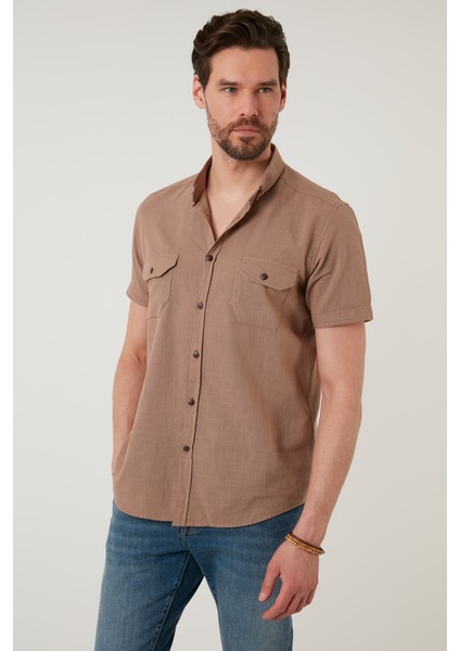 Düğmeli Yaka % 100 Pamuk Slim Fit Cepli Gömlek Erkek GÖMLEK CF21S111153 fiyatları