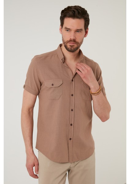 Düğmeli Yaka % 100 Pamuk Slim Fit Cepli Gömlek Erkek GÖMLEK CF21S111153 fırsatları