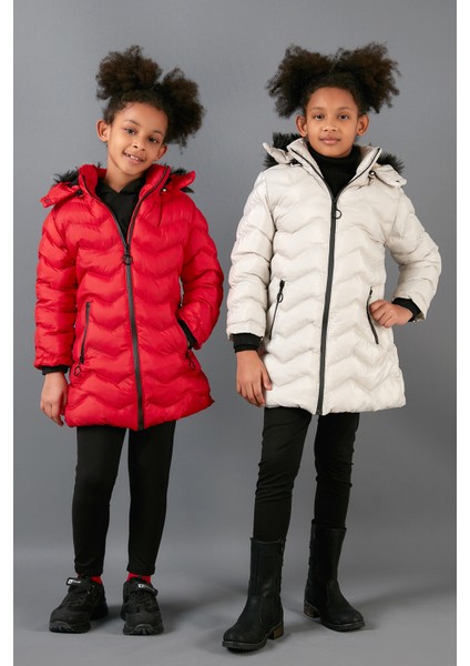 Yakası Suni Kürklü Kapüşonlu Şişme Mont Kız Çocuk MONT 5766041