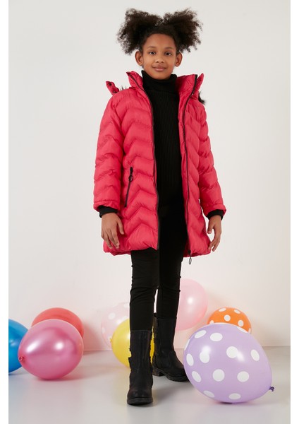 Yakası Suni Kürklü Kapüşonlu Şişme Mont Kız Çocuk MONT 5766041