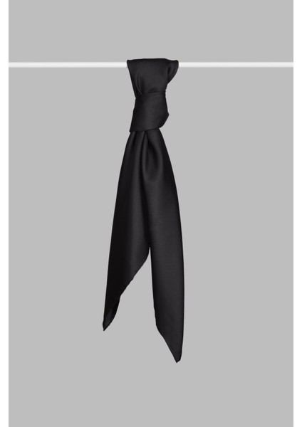 Marka %100 Twill Ipek Eşarp - Siyah Renk