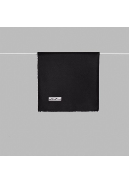 Marka %100 Twill Ipek Eşarp - Siyah Renk