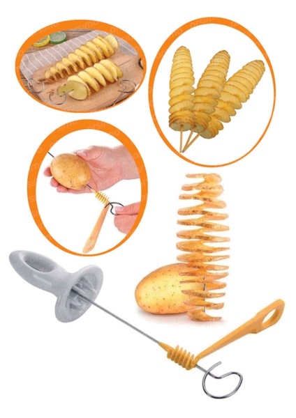 Spiral Patates Dilimleyici Aparat Çubukta Patates Cips Yapma