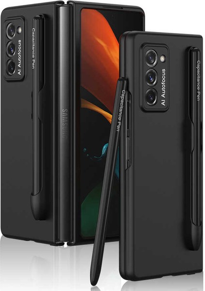 Samsung Galaxy Z Fold 2 Kılıf Yumuşak Uçlu Kalemli 3D Kamera Korumalı Penna Case