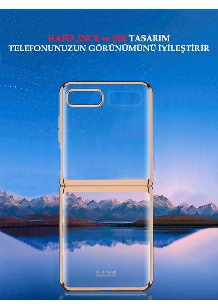 Samsung Galaxy Z Flip Kılıf Metal Görünümlü Ultra Ince Katlanabilen Crieff Case