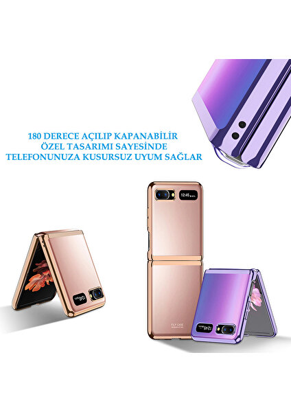 Samsung Galaxy Z Flip Kılıf Metal Görünümlü Ultra Ince Katlanabilen Crieff Case