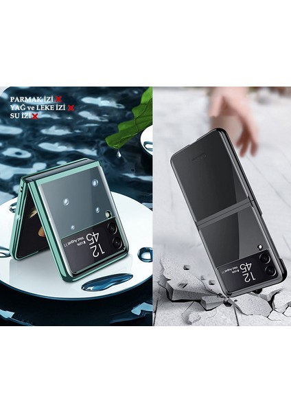 Samsung Galaxy Z Flip 3 Kılıf Metal Görünümlü Ultra Ince Katlanabilen Crieff Case