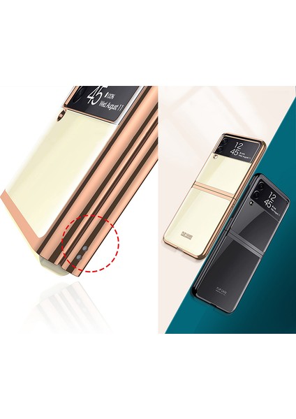 Samsung Galaxy Z Flip 3 Kılıf Metal Görünümlü Ultra Ince Katlanabilen Crieff Case