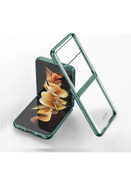 Samsung Galaxy Z Flip 3 Kılıf Metal Görünümlü Ultra Ince Katlanabilen Crieff Case