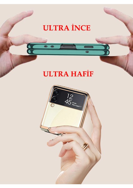 Samsung Galaxy Z Flip 3 Kılıf Metal Görünümlü Ultra Ince Katlanabilen Crieff Case