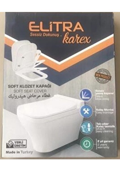 Klozet Kapağı Elitra Karex Soft Yavaş Kapanan Kare Tip
