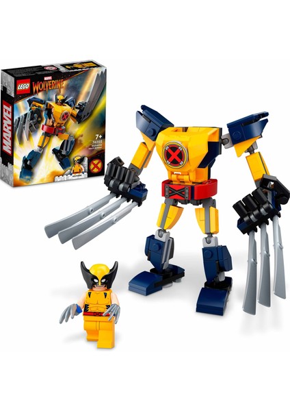 Marvel Wolverine Robot Zırhı 76202 # Süper Kahraman Seven Çocuklar İçin Koleksiyonluk Robot Zırh ve Minifigür İçeren Yaratıcı Oyuncak Yapım Seti (141 Parça)