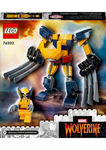 Marvel Wolverine Robot Zırhı 76202 # Süper Kahraman Seven Çocuklar İçin Koleksiyonluk Robot Zırh ve Minifigür İçeren Yaratıcı Oyuncak Yapım Seti (141 Parça)